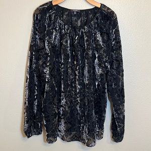 Nydj Sheer Long Sleeve Plus Size Peasant Top